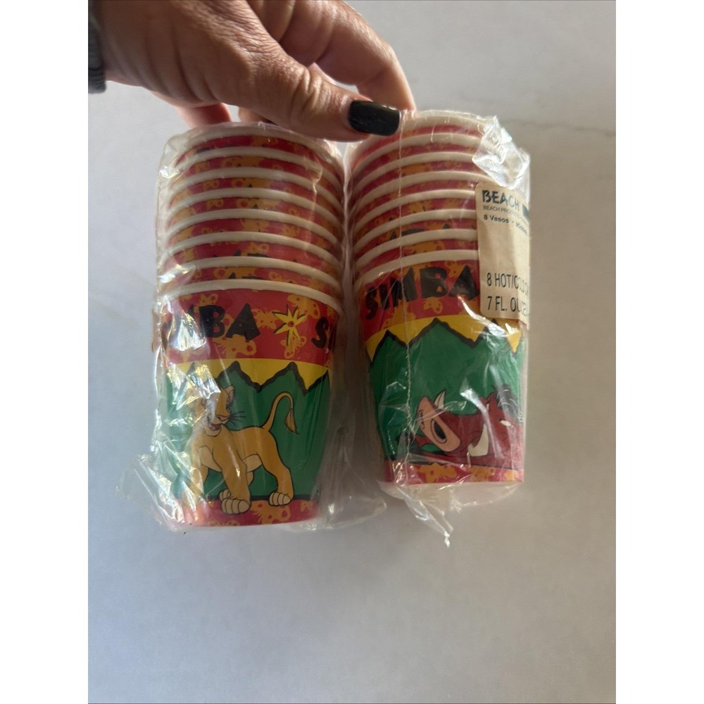 LION KING 1994 7oz Paper Cups (16 Total) Birthday Party Supplies Simba Nala Vtg